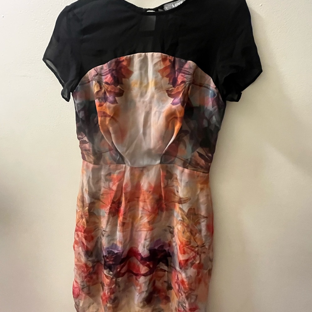 Love Black and Multicolor Floral Mini Dress